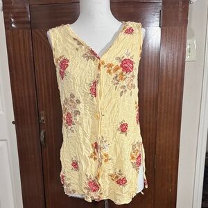 Floral Yellow Sleeveless Top